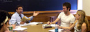 Students in class with Andrew Delbanco, Julian Clarence Levi Professor in the Humanities.